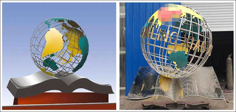 不銹鋼地球，景觀地球雕塑，學校地球儀擺件