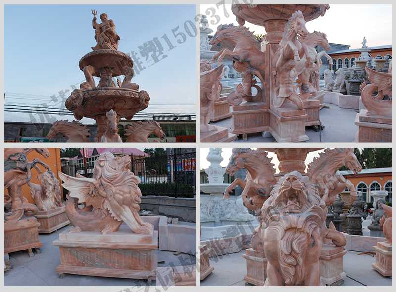 大理石景觀噴泉，石雕噴泉廠家，歐式人物動物噴泉