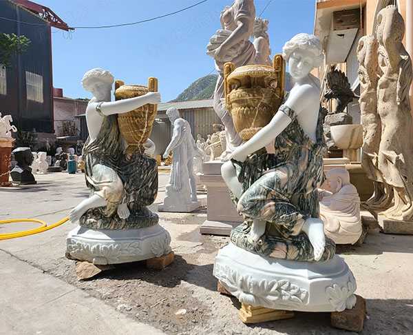 工廠(chǎng)現(xiàn)貨歐式抱罐大理石人物雕塑